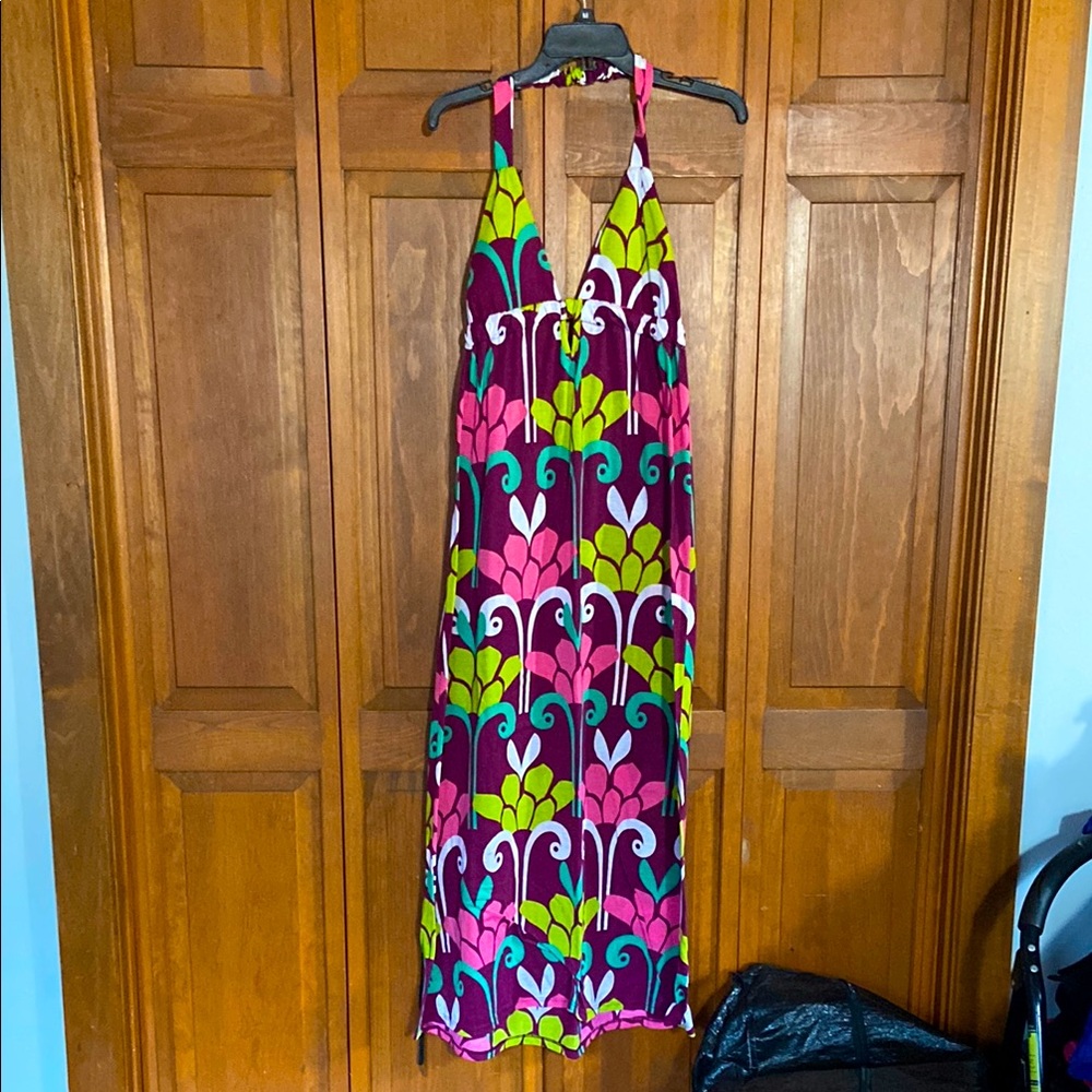 Vintage 60’s Inspired Halter Maxi Dress Vibrant Multicolor Maxi by Forever 21~Lg